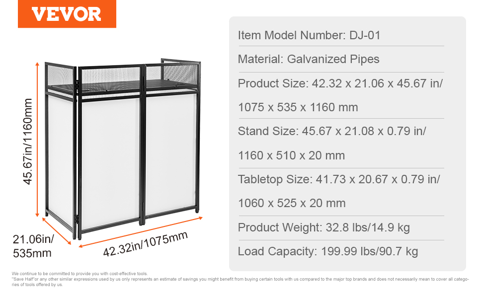 VEVOR Soporte De Mesa Para DJ VEVOR Event Facade De 42 X 21 Con