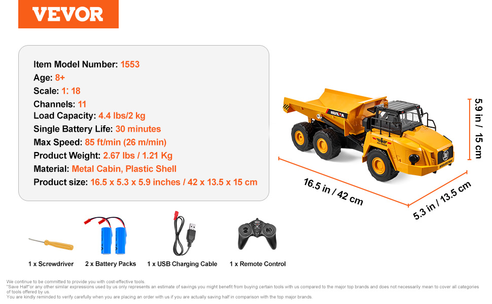 Vevor Rc Camion Benne Basculante T L Command V Hicule De