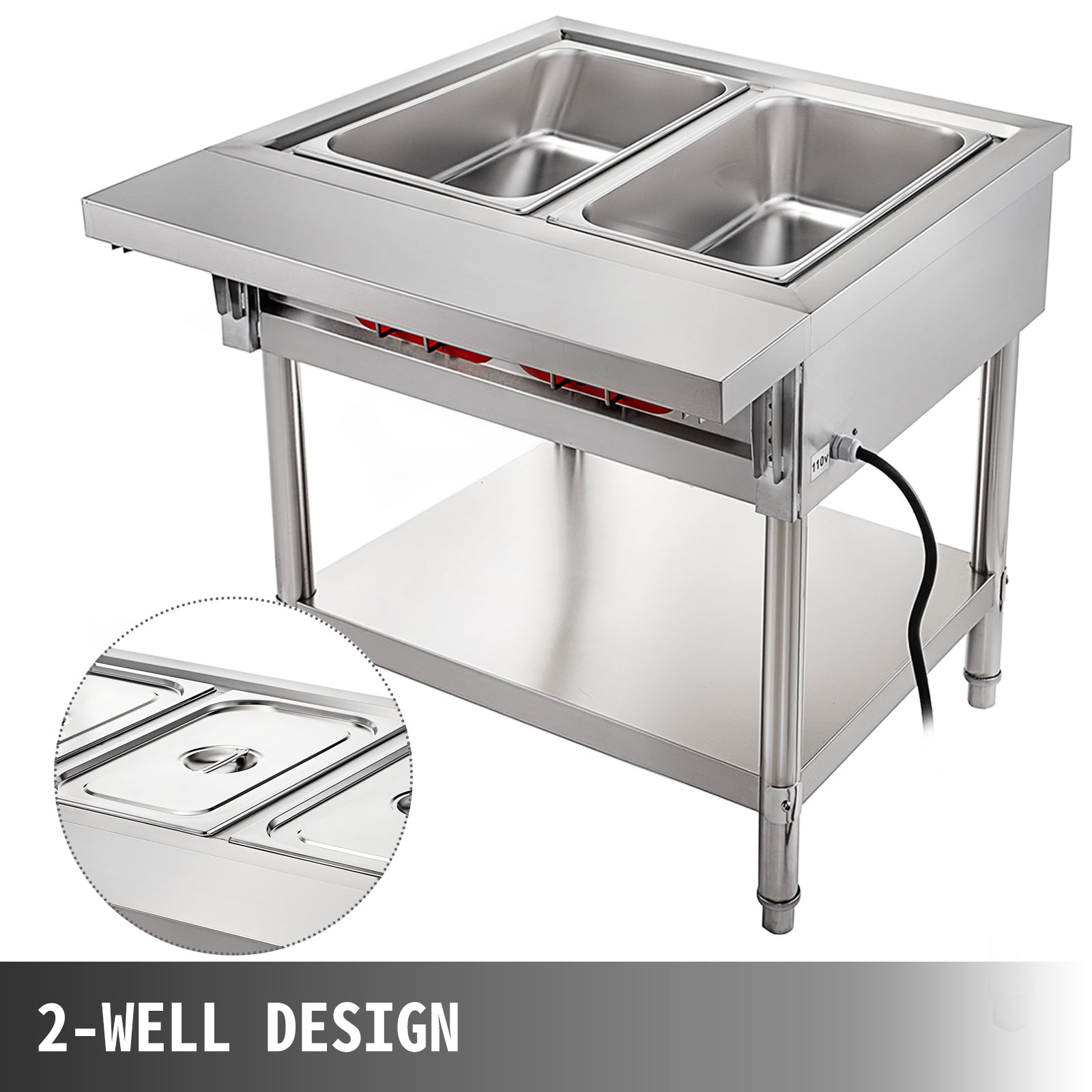 Vevor Commercial Steam Table Electric Bain Maire Food Warmer Stand