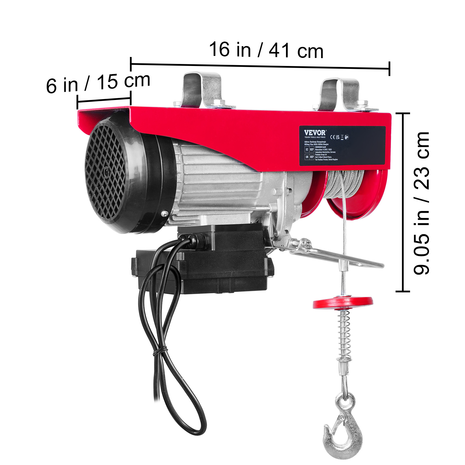 VEVOR Treuil A Cable Electrique 800 Kg Palan Electrique Avec