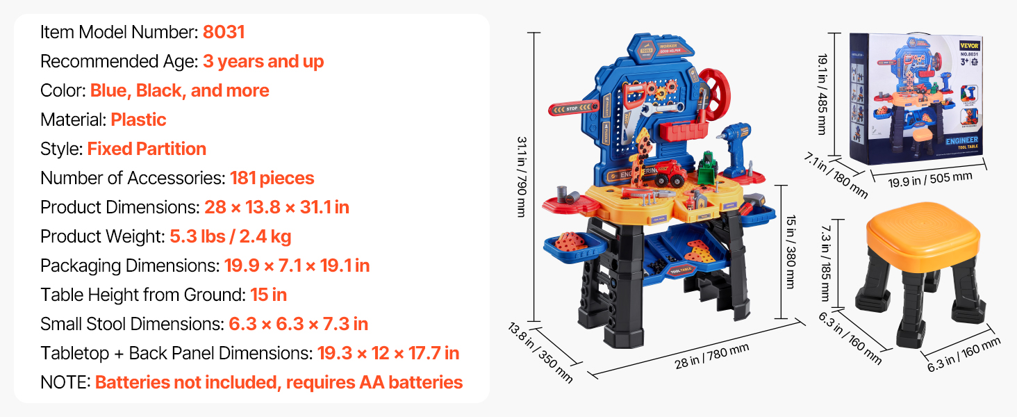 SucceBuy 181pcs Kids Tool Bench Realistic Transformable Tool Set with Bench Pretend Play Learning Gift for Children's Toys SucceBuy 181pcs Kids Tool Bench Realistic Transformable Tool Set with Bench Pretend Play Learning Gift for Children's Toys