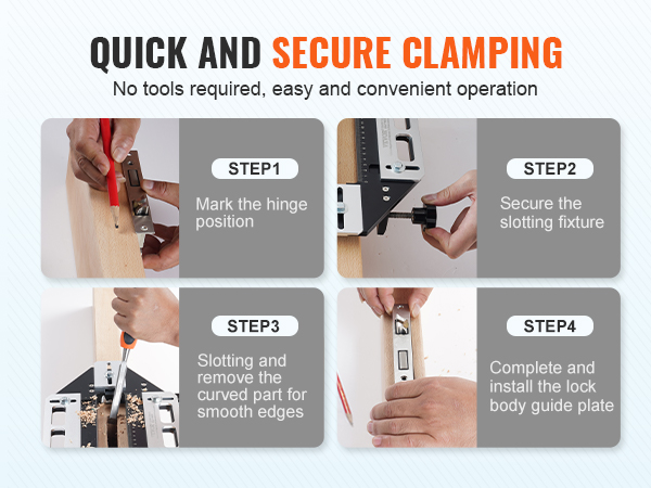 Vevor Door Hinge Jig Aluminum Alloy Woodworking Hole Opener Flexible