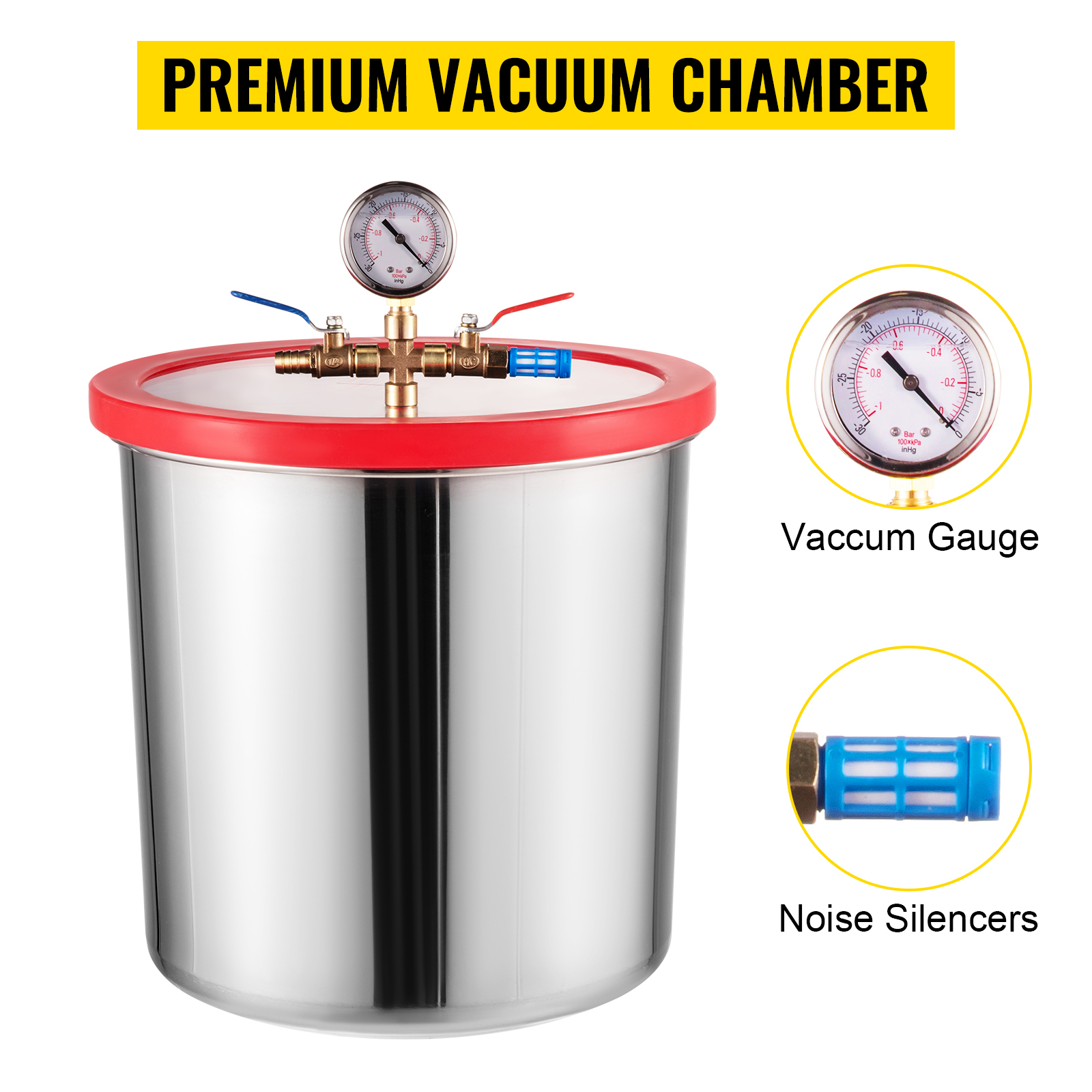 VEVOR Vacuum Chamber With Pump 3CFM 1 4HP Single Stage Vacuum Pump With