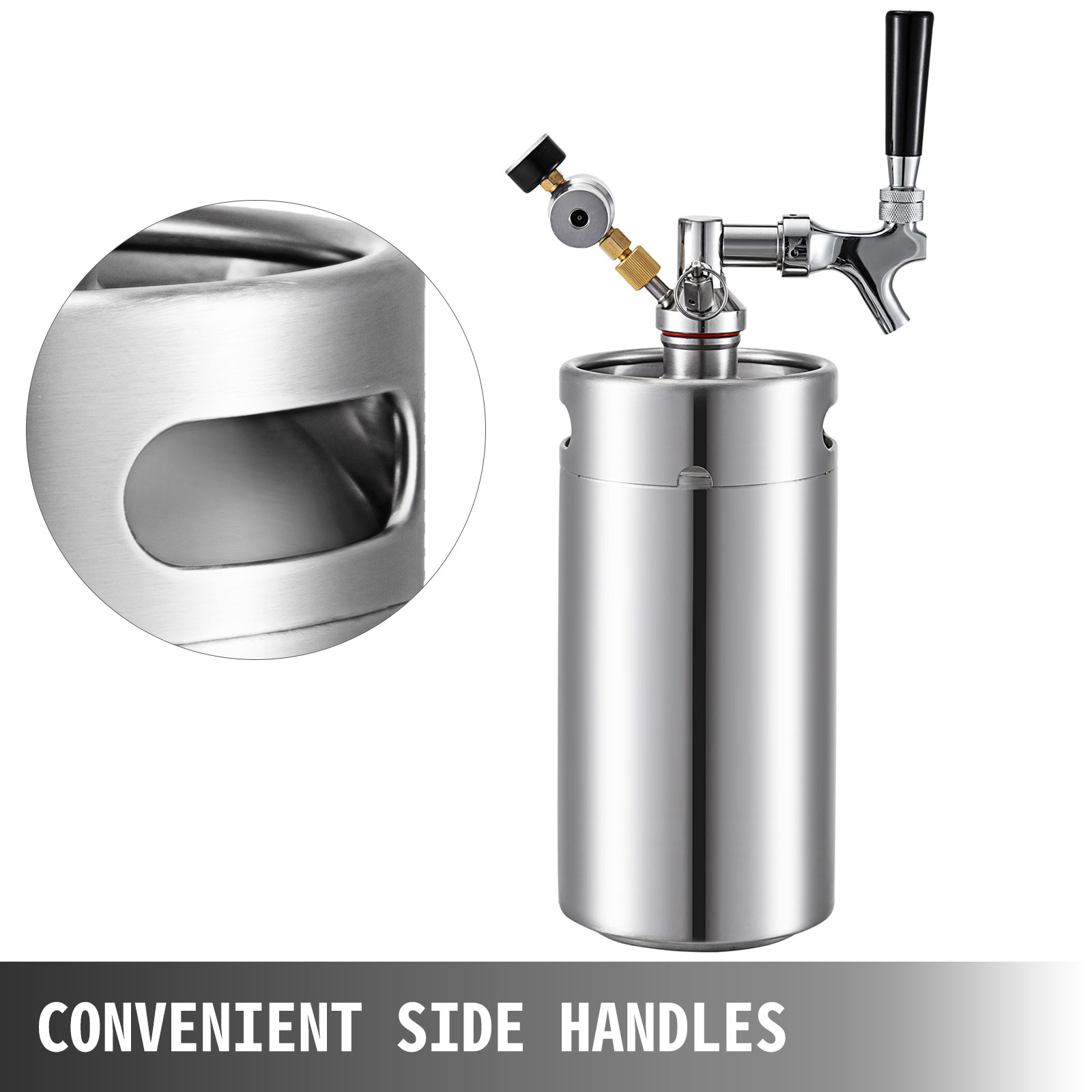 VEVOR 4L Mini Beer Keg Taps Pressurized Growler Brewing Beer Dispenser