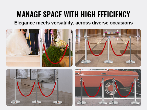 Vevor Stanchion Post With Velvet Rope Pack Crowd Control Stanchion