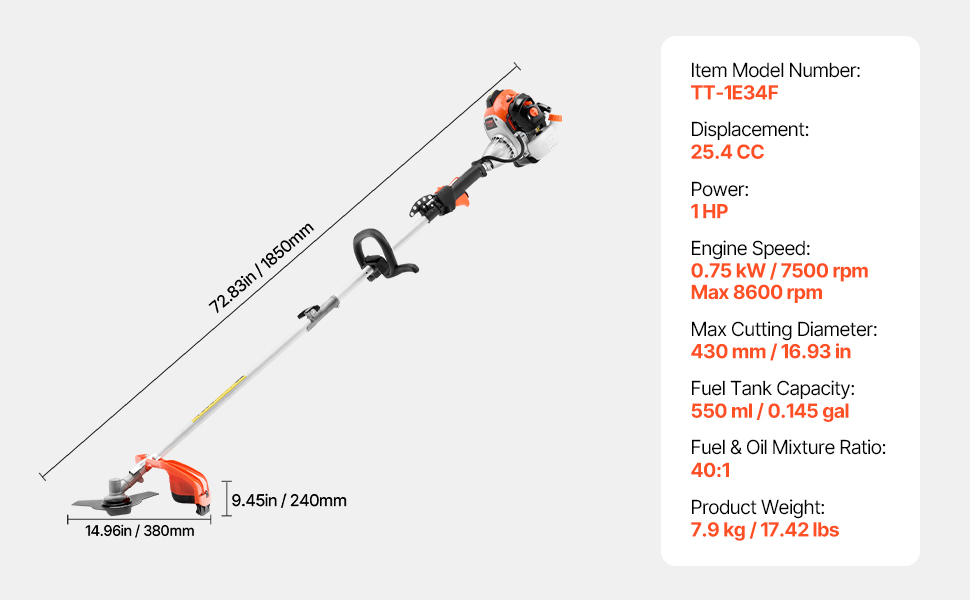 Vevor Cordless String Trimmer Cc Stroke Gas Powered Grass