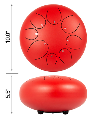 10 Handpans Tambour Langue Tongue Drum à Languette 8 Notes Acier C