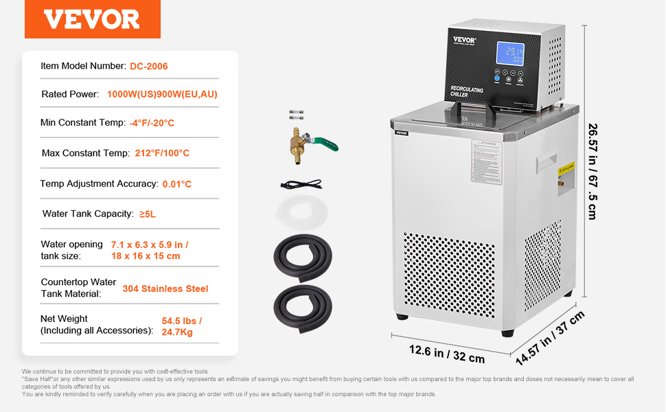 Vevor Laboratory Chiller Circulator L Lab Recirculating Chiller F