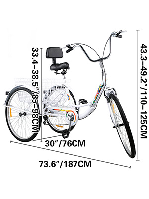 Vevor Tricycle Adult Wheels Adult Tricycle Speed Wheel Bikes