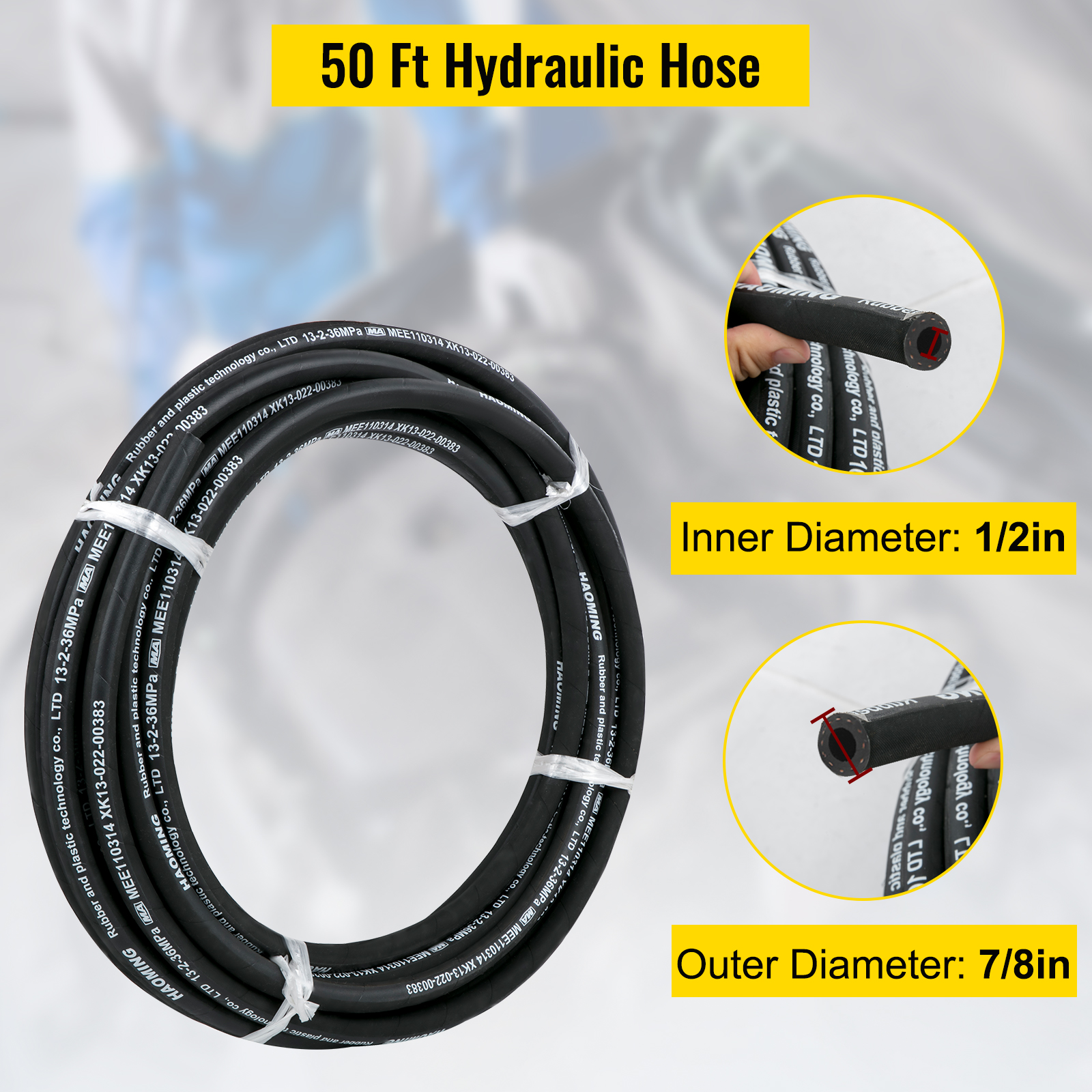 NEW PIX 2 Wire 3/4" Hydraulic Hose 50ft Roll 