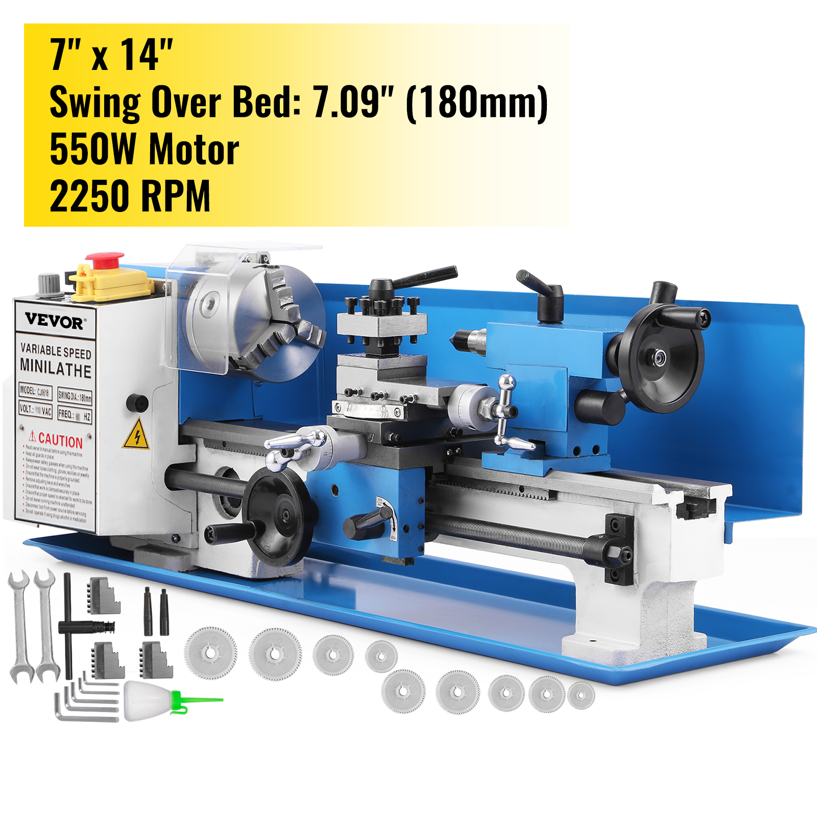 metal lathe,7x14 in,550W