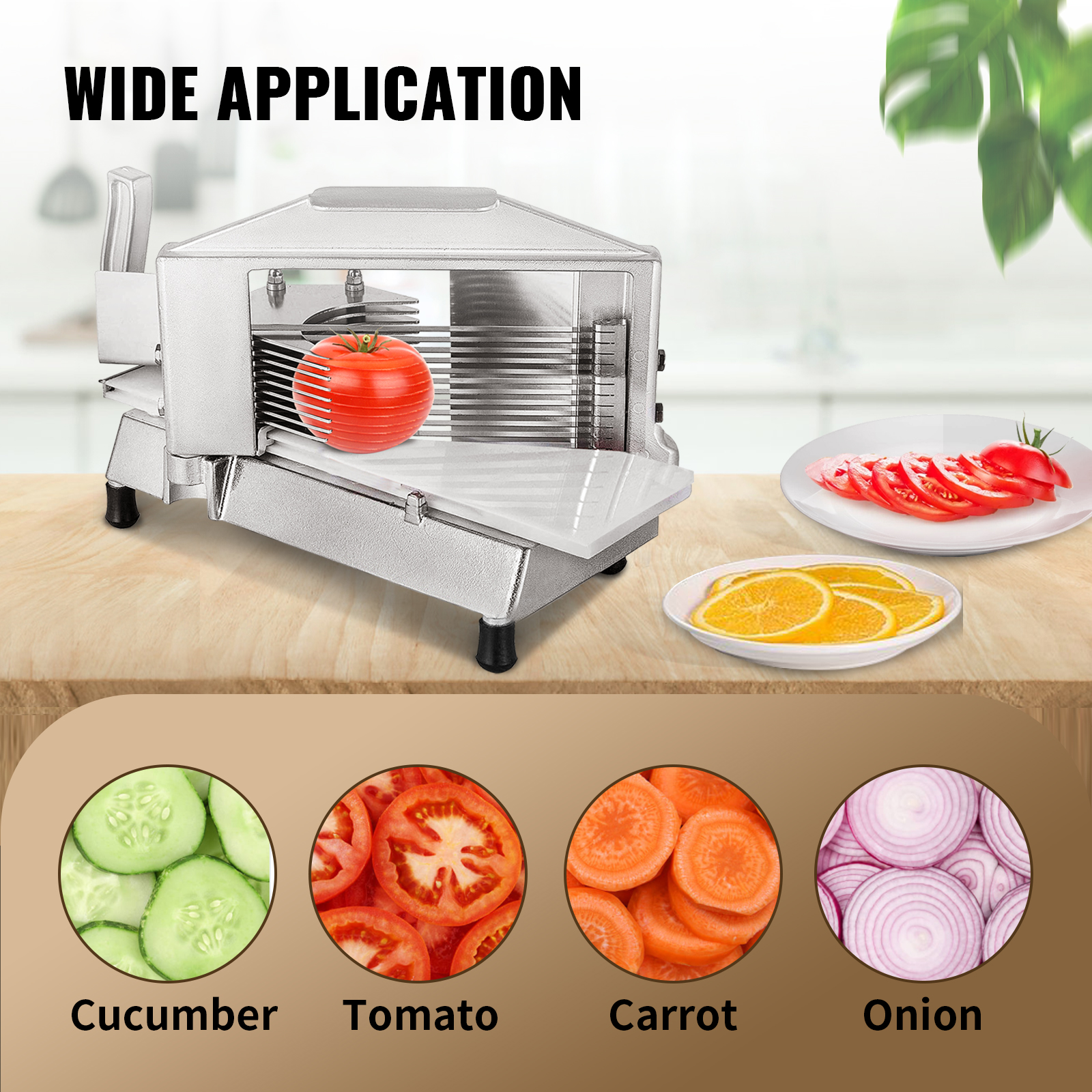 BENTISM Commercial Tomato Slicer 1/4 Heavy Duty Tomato Slicer Tomato  Cutter with Built in Cutting Board for Restaurant or Home Use 