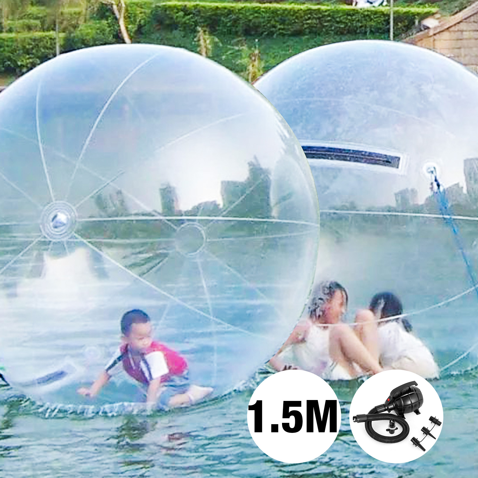VEVOR Ballon gonflable pour promenade sur l'eau, ballon de marche sur l'eau  avec pompe de 220 V/800 W, ballon gonflable géant capacité portante 180 kg  pour jeux d'eau en piscine ou plage 
