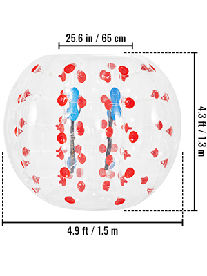 VEVOR Inflatable Bumper Ball 5 FT / 1.5M Diameter, Bubble Soccer Ball, Blow It Up in 5 Min, Inflatable Zorb Ball for Adults or Children (5 FT, Red Dot )