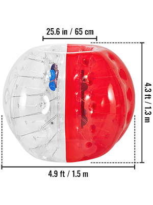 VEVOR Inflatable Bumper Ball 5 FT / 1.5M Diameter, Bubble Soccer Ball, Blow It Up in 5 Min, Inflatable Zorb Ball for Adults or Children (5 FT, Red)