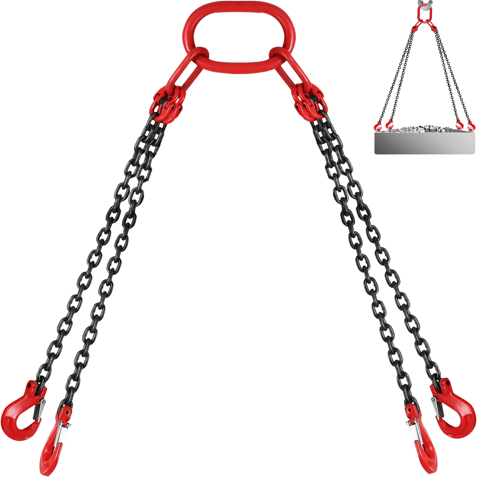 VEVOR Tow Chain Bridle with 8in J Hooks, V Bridle Chain 5/16in x