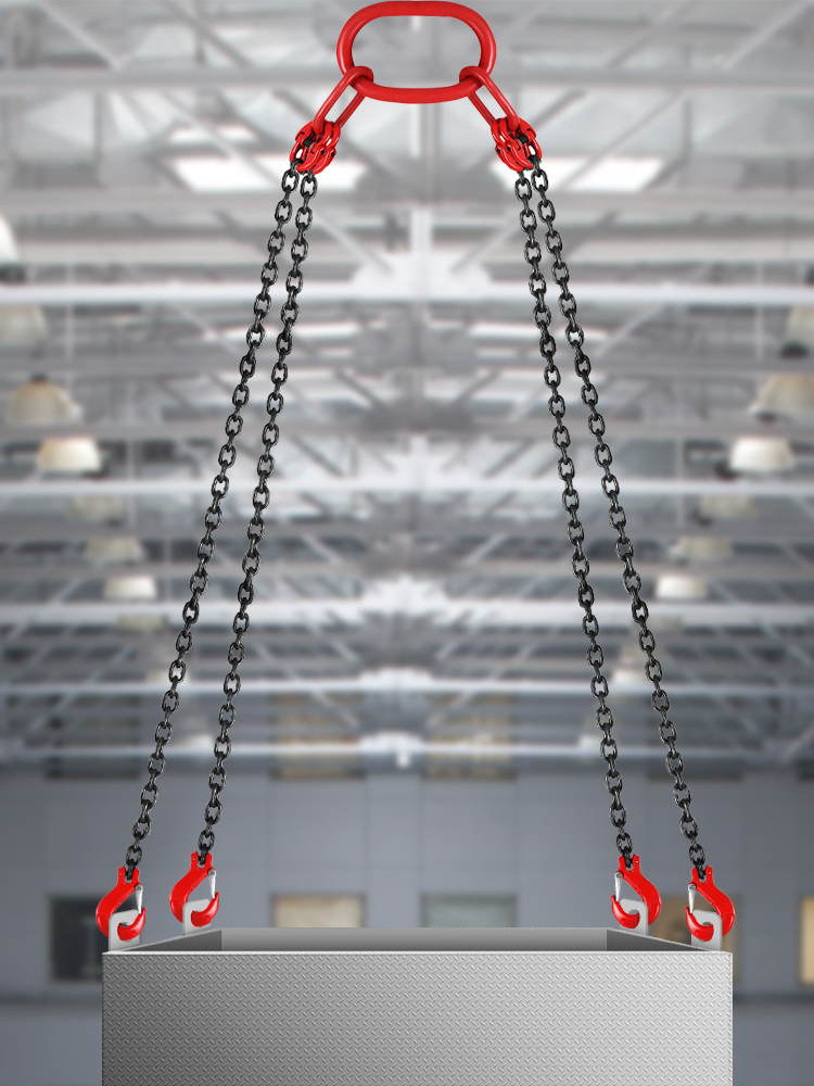5FT Chain Sling with quad Legs 5t Capacity Adjustable Lifting Rigging  t8 Level
