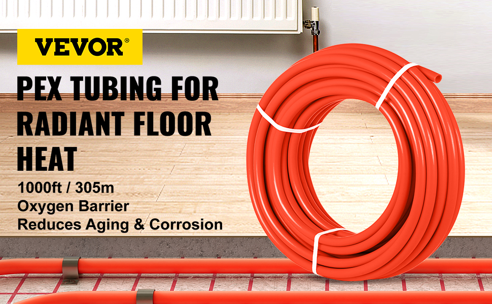 1/2"x1000ft Pex pipe Tubing Oxygen Barrier EVOH Pex-B Red Radiant Floor Heat 