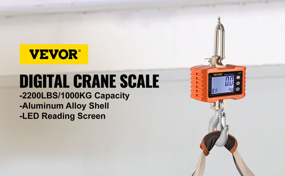 VEVOR Digital Crane Scale, 880 lbs/400 kg, Industrial Heavy Duty