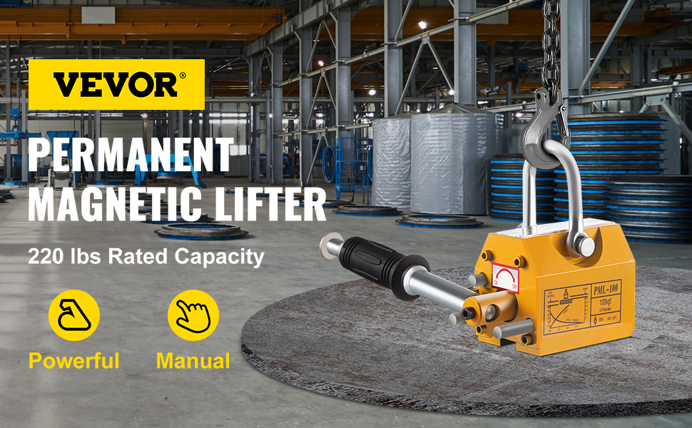 VEVOR Magnetic Lifter, 220lbs Pulling Capacity Steel Lifting Magnet, 100KG  Permanent Lift Hoist Shop Crane with Handle, Heavy Duty Metal Lifting  Magnet for Material Lifting Equipment | VEVOR US