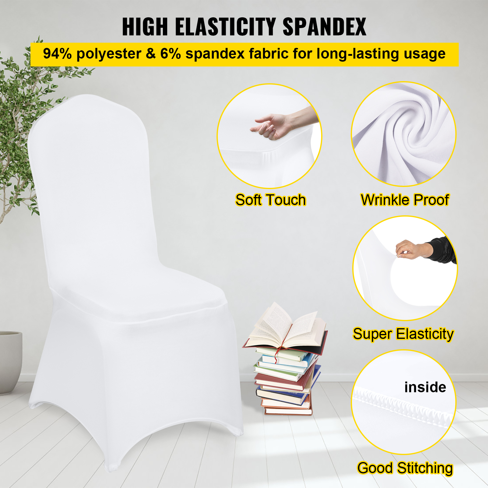 Uimoso 100/50 White/Black Spandex Chair Cover Wedding Banquet Party Folding - Picture 24 of 119