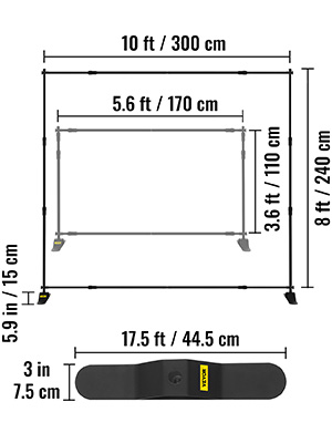 VEVOR Stand Per Banner 2,4x2,4 M – Supporto Regolabile In Alluminio Con Borsa Da Trasporto Per Sfondi E Matrimoni