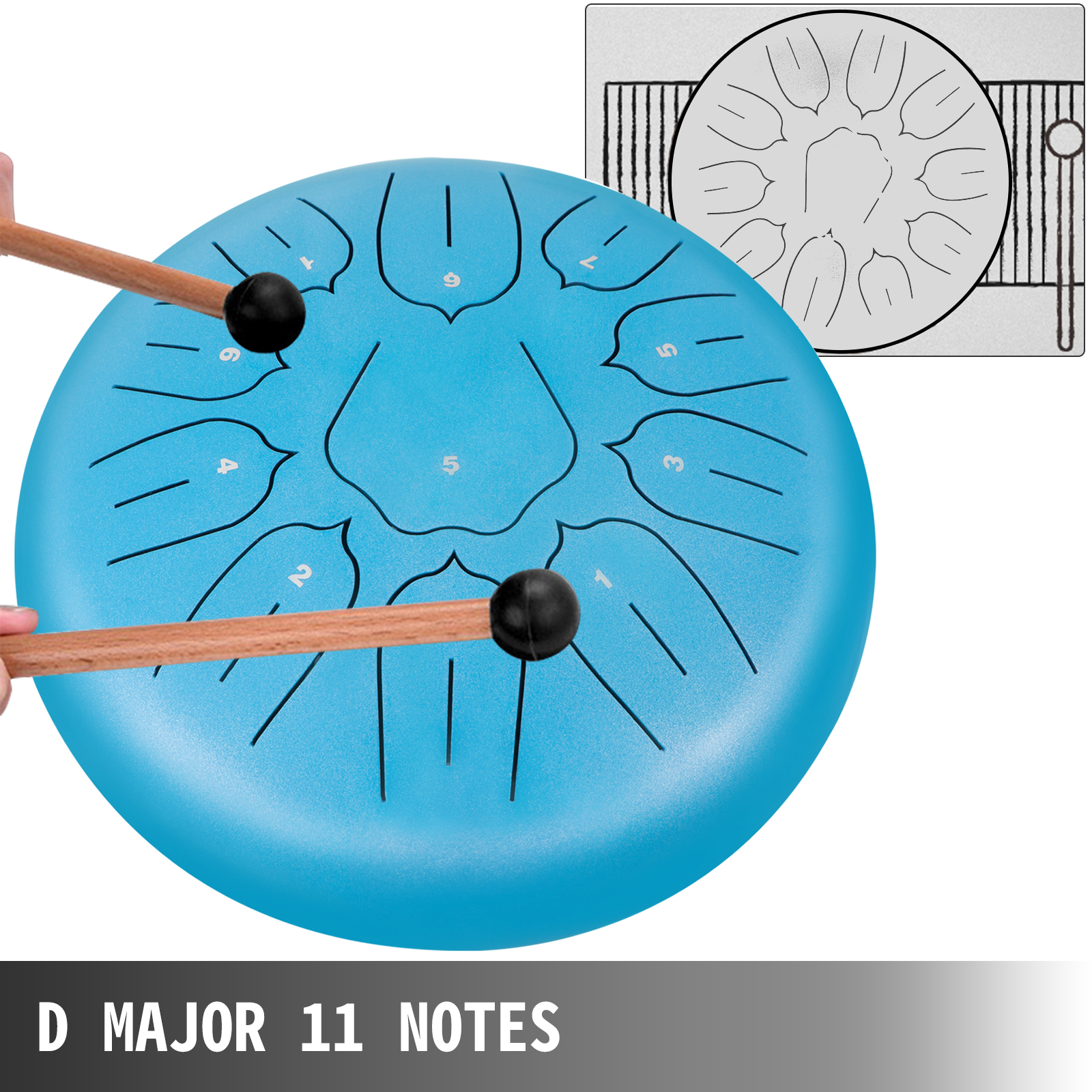 Instrument de percussion de tambour de langue en acier 13note 12 pouces De  tambour de réservoir en acier de couleur de pistolet