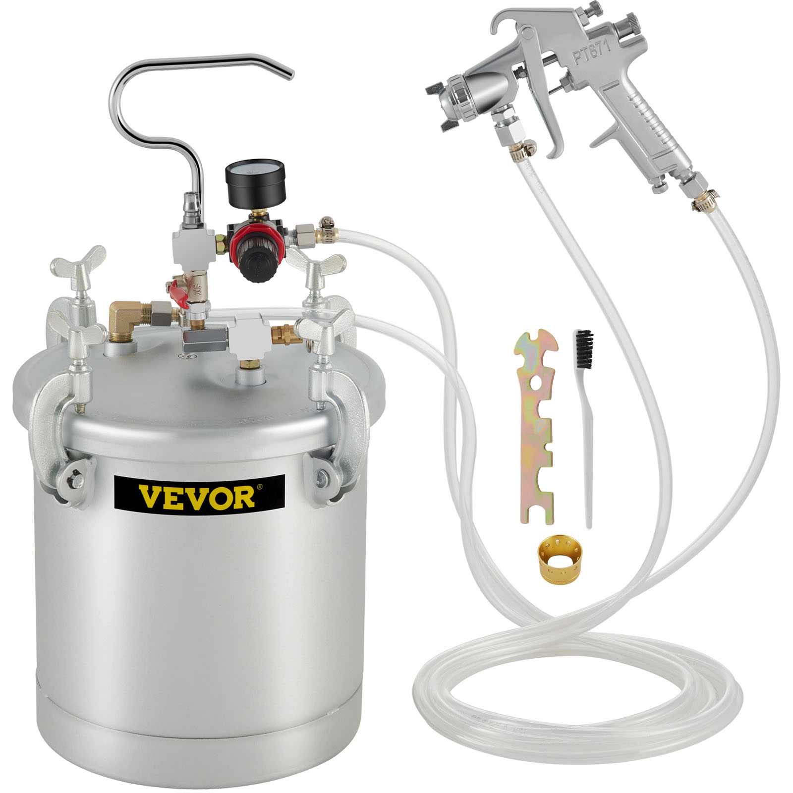 VEVOR Paint Tank 10L Pressure Pot Paint Sprayer 2.5 Gallon Pressure Spray  Gun Regulator (10L 1.5mm) VEVOR US