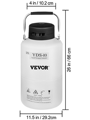 VEVOR Liquid Nitrogen Container 10L Aluminum Alloy Liquid Nitrogen Tank  Cryogenic Container with 6 Canisters and Carry Bag