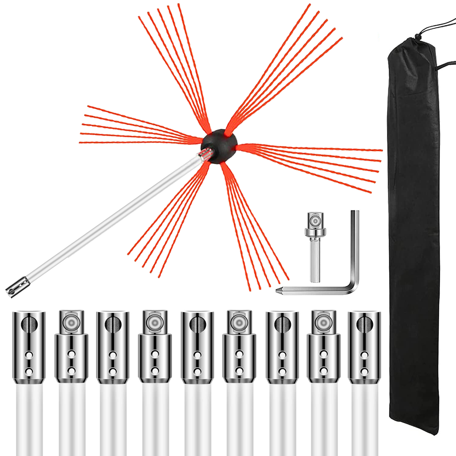 20-39 feet Chimney Brush Chimney Cleaner Rotary Sweep System Fireplace Kit Rod - Picture 62 of 98