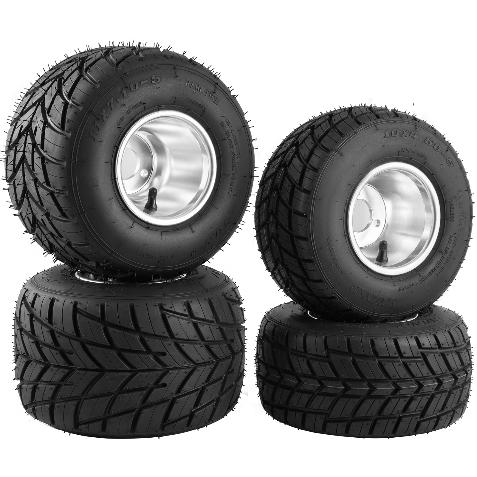 VEVOR Go Kart Wheels Go Kart Rain Tires Set of 4 Rim & Tyre Set 3 holes ...