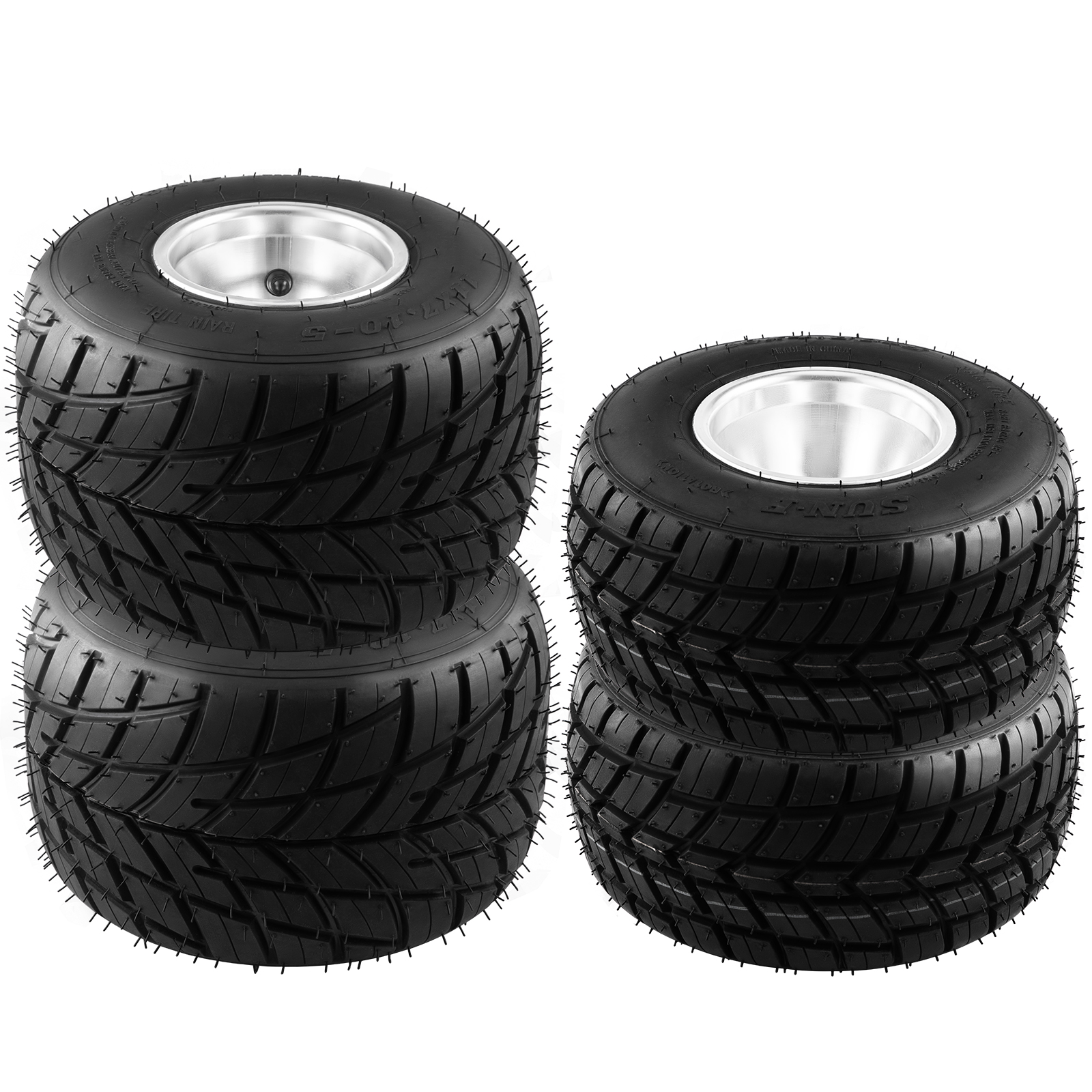 VEVOR Go Kart Wheels Go Kart Rain Tires Set of 4 Rim & Tyre Set 3 holes