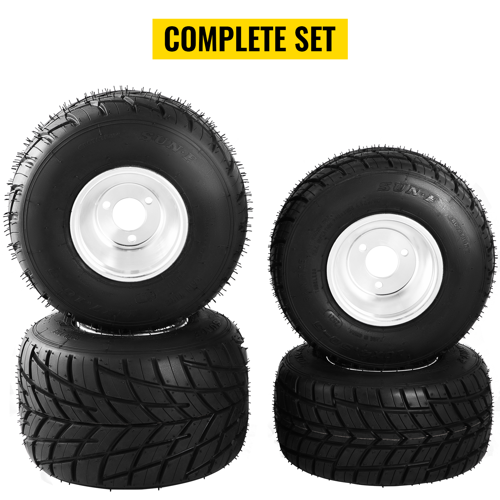 street tire tread Aluminum Wheel 2x front 10X4.50-5 2x rear 11x6.0-5 go kart A 