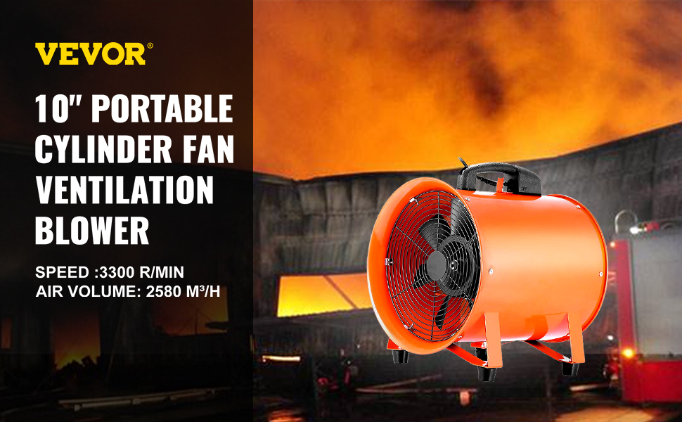 VEVOR VEVOR 203.2mm Portable Extractor Fan Blower 10m Duct Hose Ventilator  Industrial