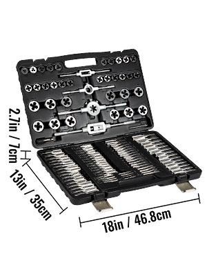 Jeu de tarauds et filières 17 pièces métriques en acier Dewalt, acier dur,  embouts bruni, filetage précis