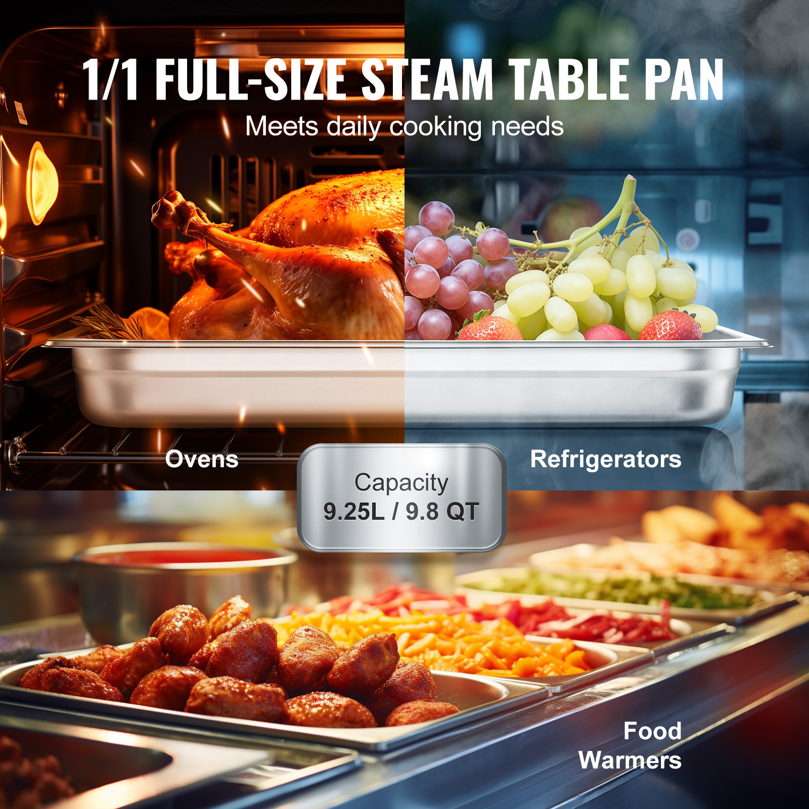 2"4"6" Steam Table Pans Hotel Food Prep Pan Stainless Steel Multi-Size - Picture 29 of 122