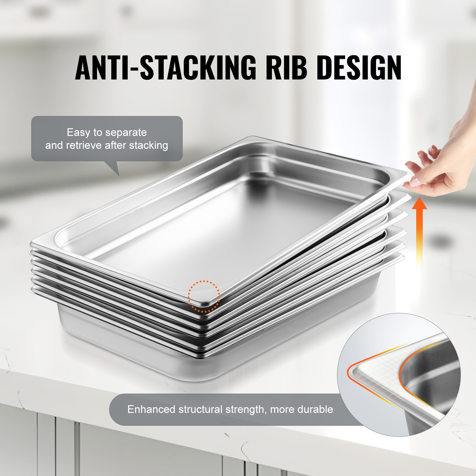 2"4"6" Steam Table Pans Hotel Food Prep Pan Stainless Steel Multi-Size - Picture 30 of 122