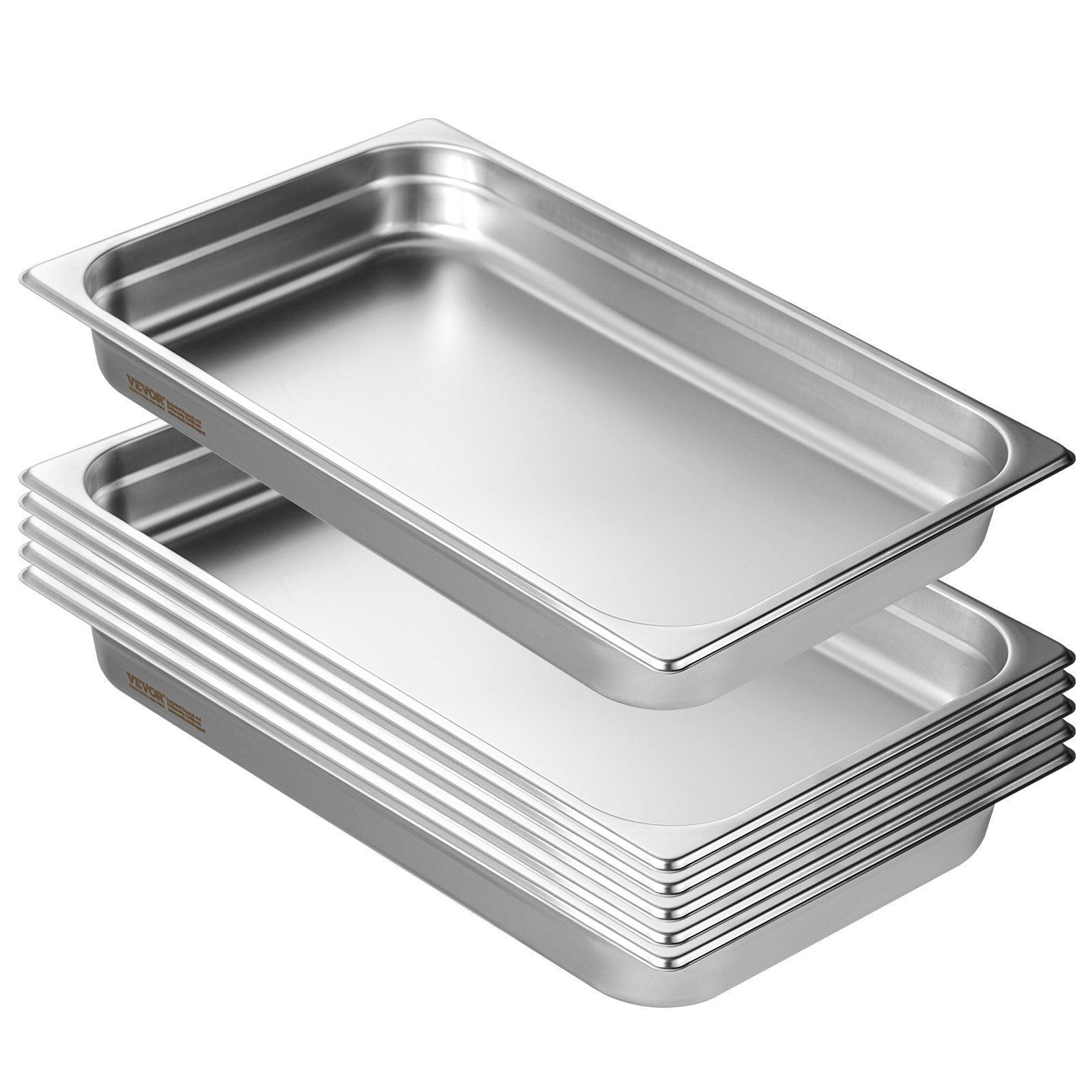 VEVOR 2"4"6" Steam Table Pans Hotel Food Prep Pan Stainless Steel Multi-Size