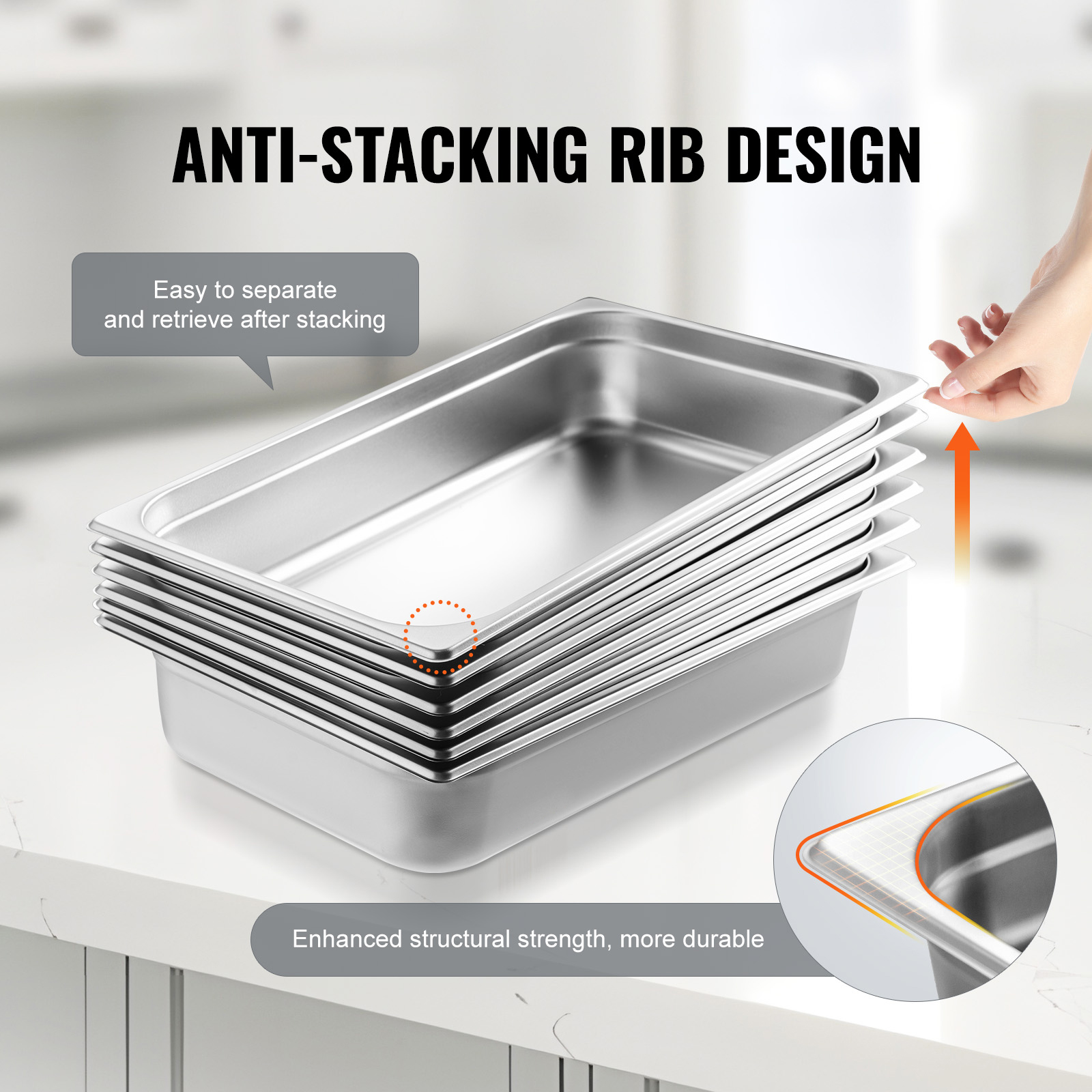 2"4"6" Steam Table Pans Hotel Food Prep Pan Stainless Steel Multi-Size - Picture 43 of 122