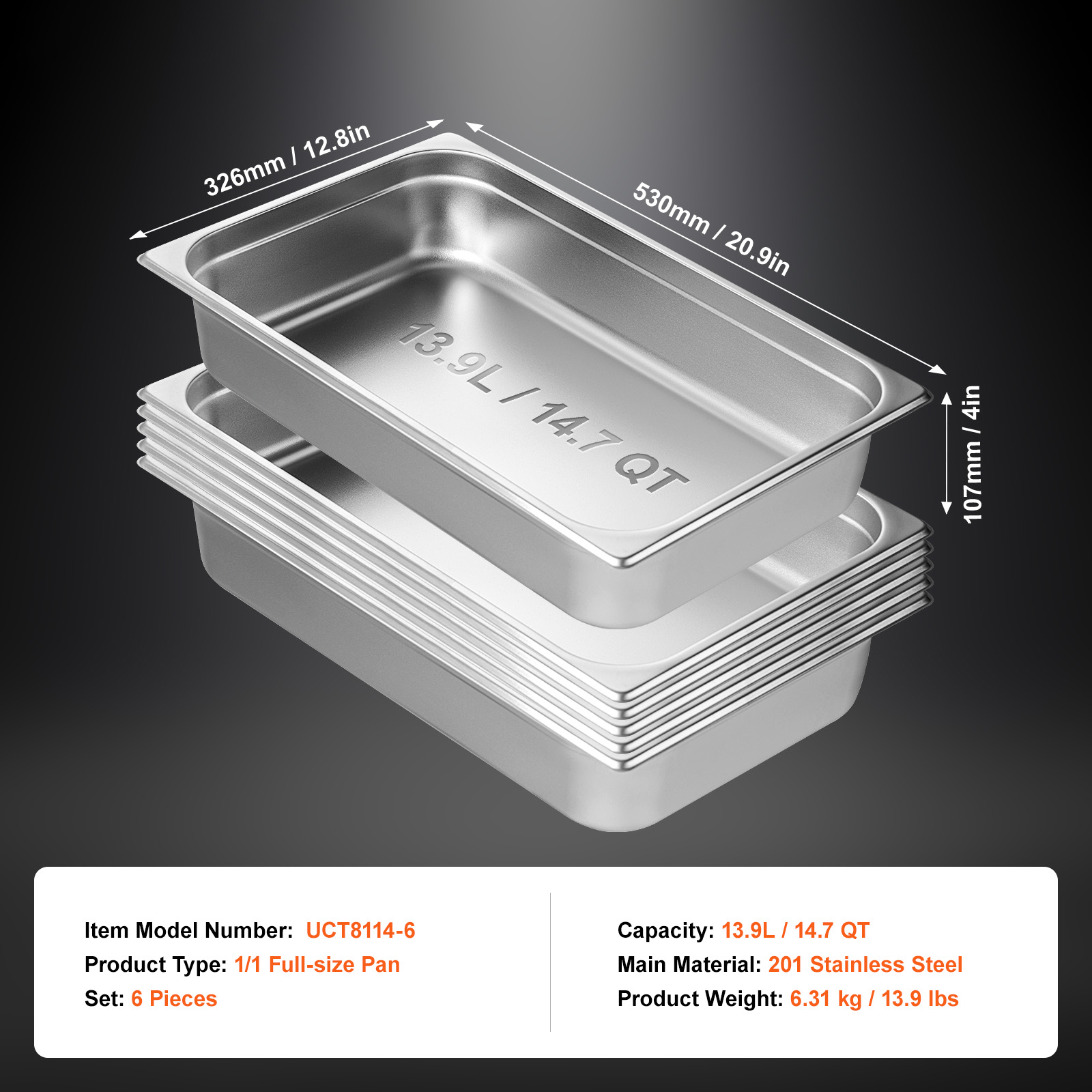 2"4"6" Steam Table Pans Hotel Food Prep Pan Stainless Steel Multi-Size - Picture 46 of 122