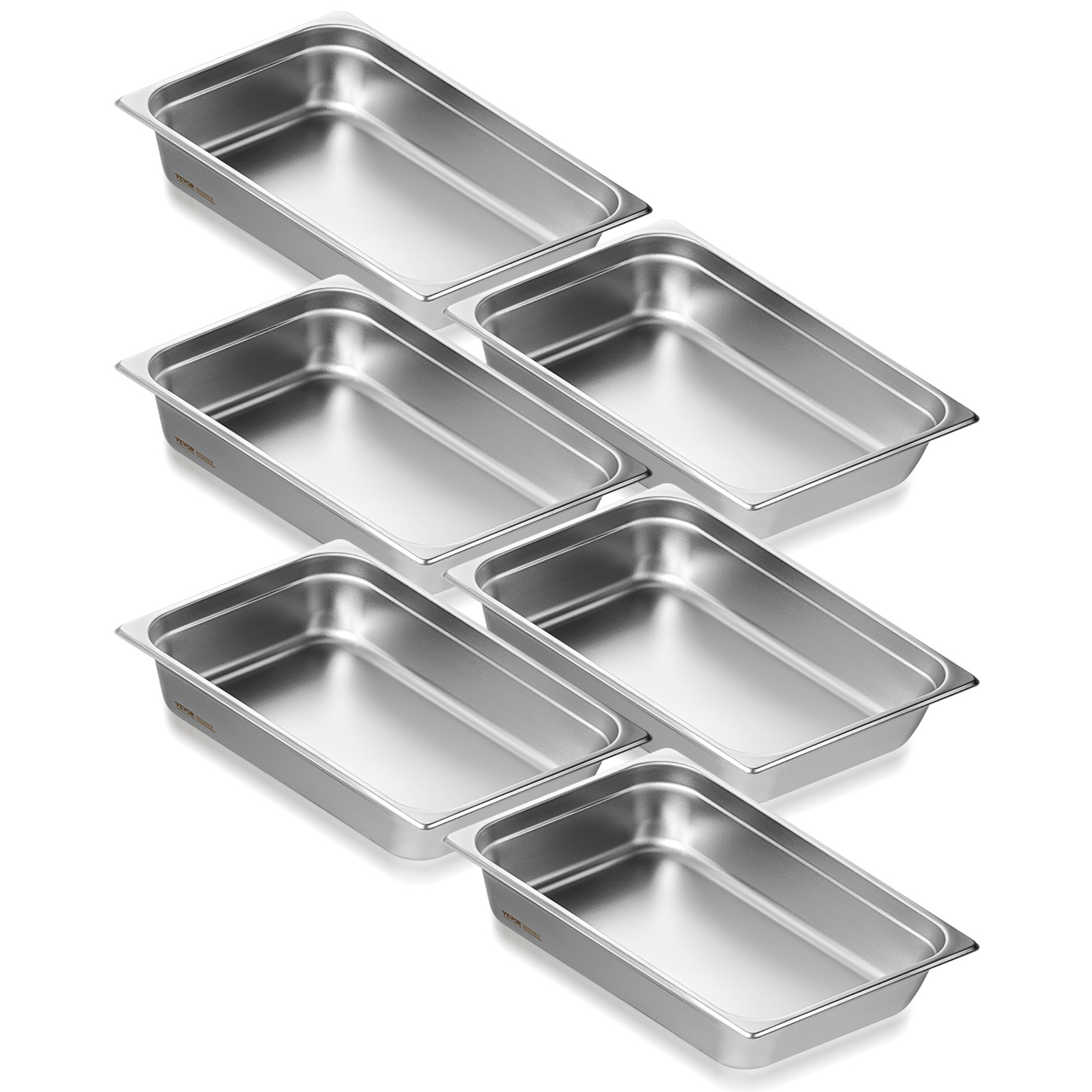 VEVOR 2"4"6" Steam Table Pans Hotel Food Prep Pan Stainless Steel Multi-Size