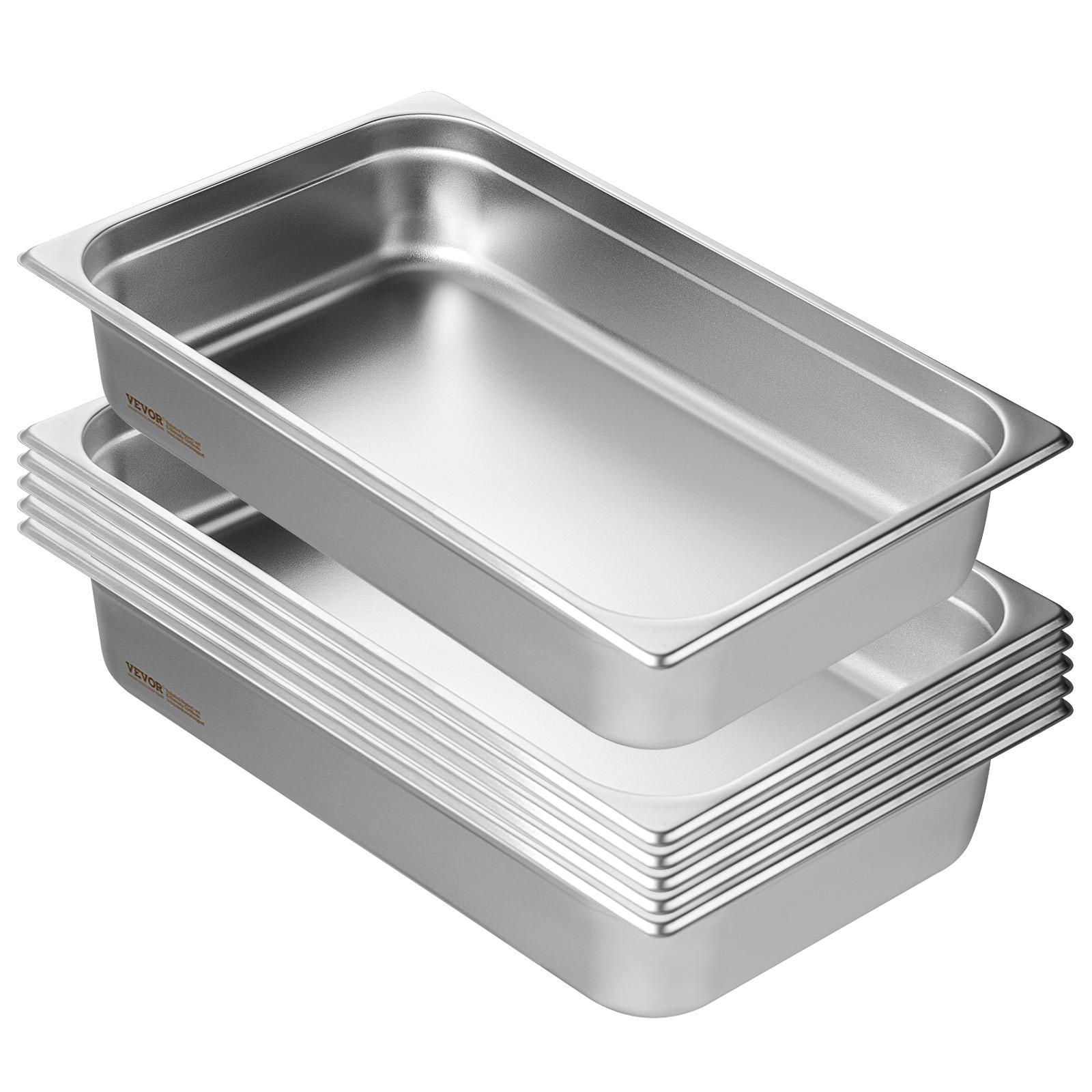 VEVOR 2"4"6" Steam Table Pans Hotel Food Prep Pan Stainless Steel Multi-Size