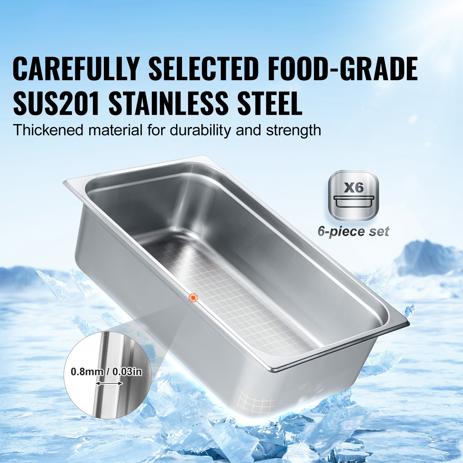 2"4"6" Steam Table Pans Hotel Food Prep Pan Stainless Steel Multi-Size - Picture 52 of 122