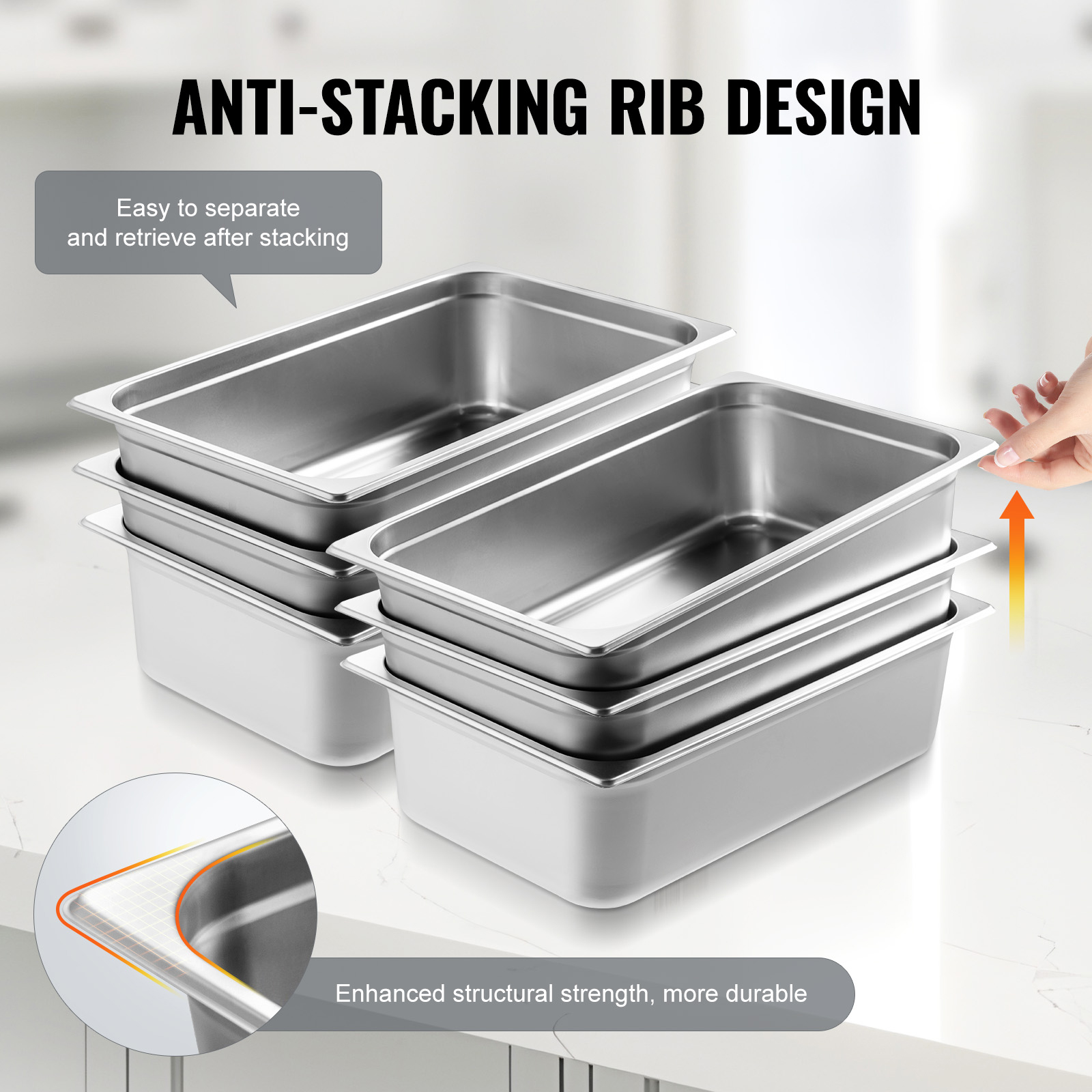 2"4"6" Steam Table Pans Hotel Food Prep Pan Stainless Steel Multi-Size - Picture 54 of 122