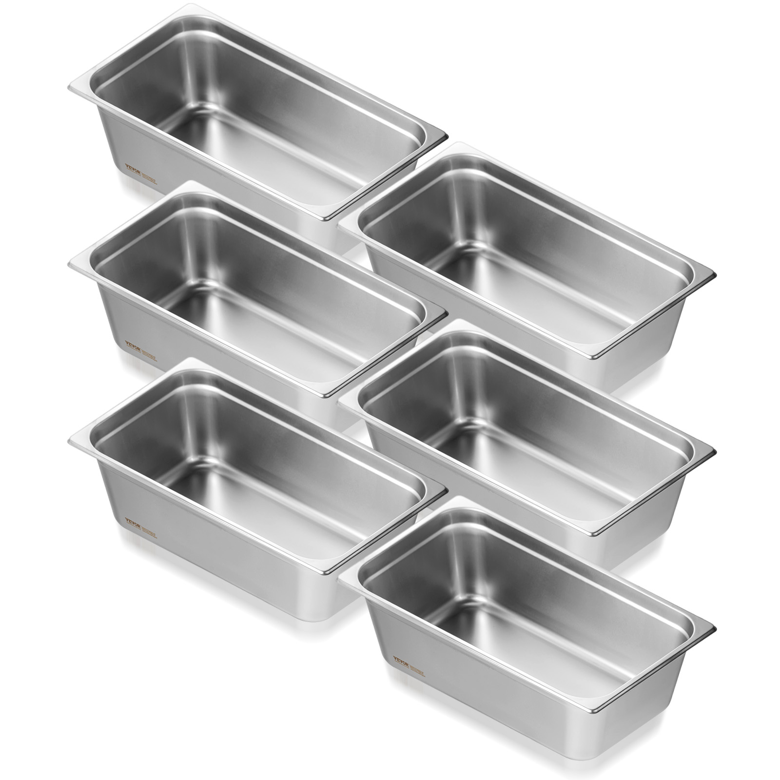 VEVOR 2"4"6" Steam Table Pans Hotel Food Prep Pan Stainless Steel Multi-Size