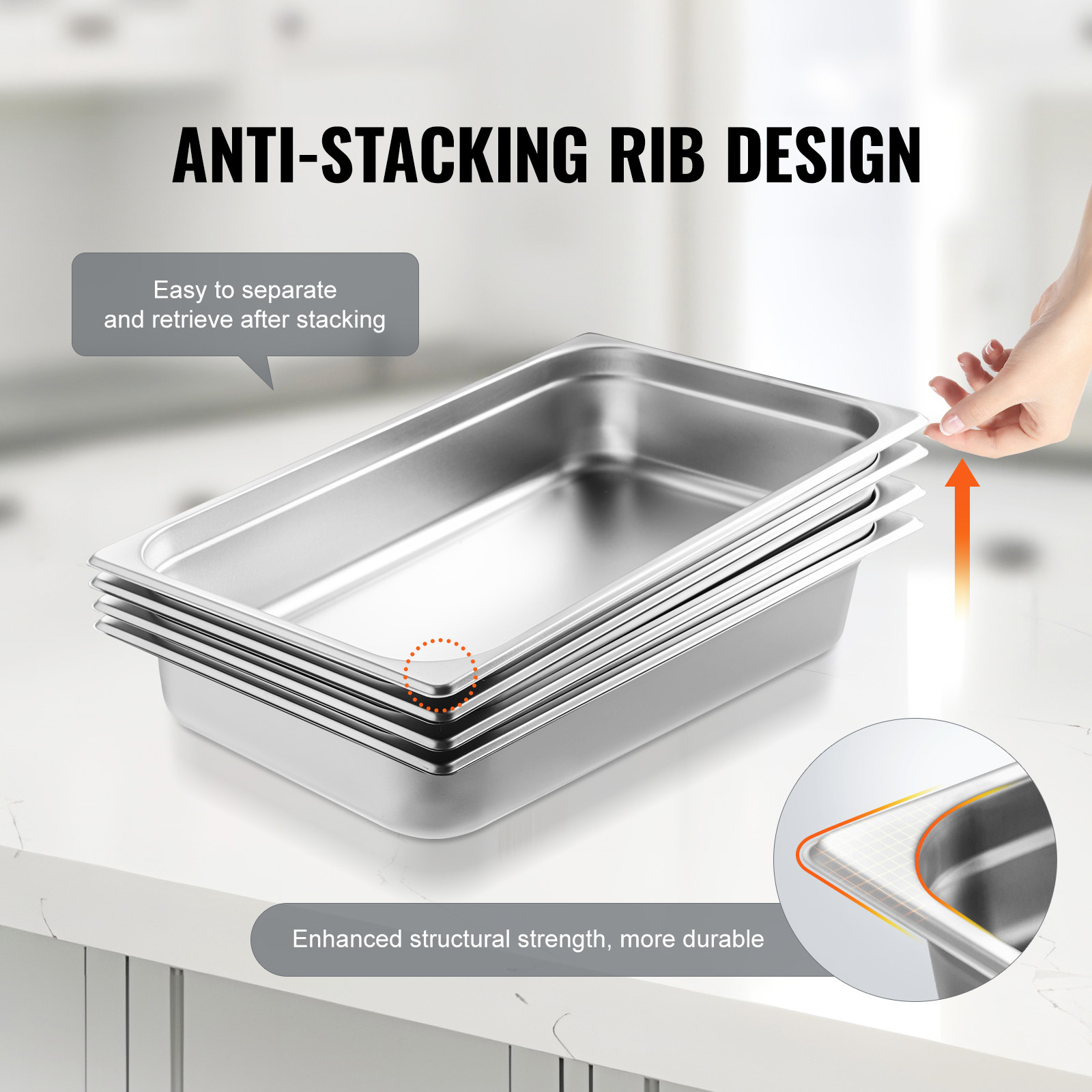 2"4"6" Steam Table Pans Hotel Food Prep Pan Stainless Steel Multi-Size - Picture 18 of 122