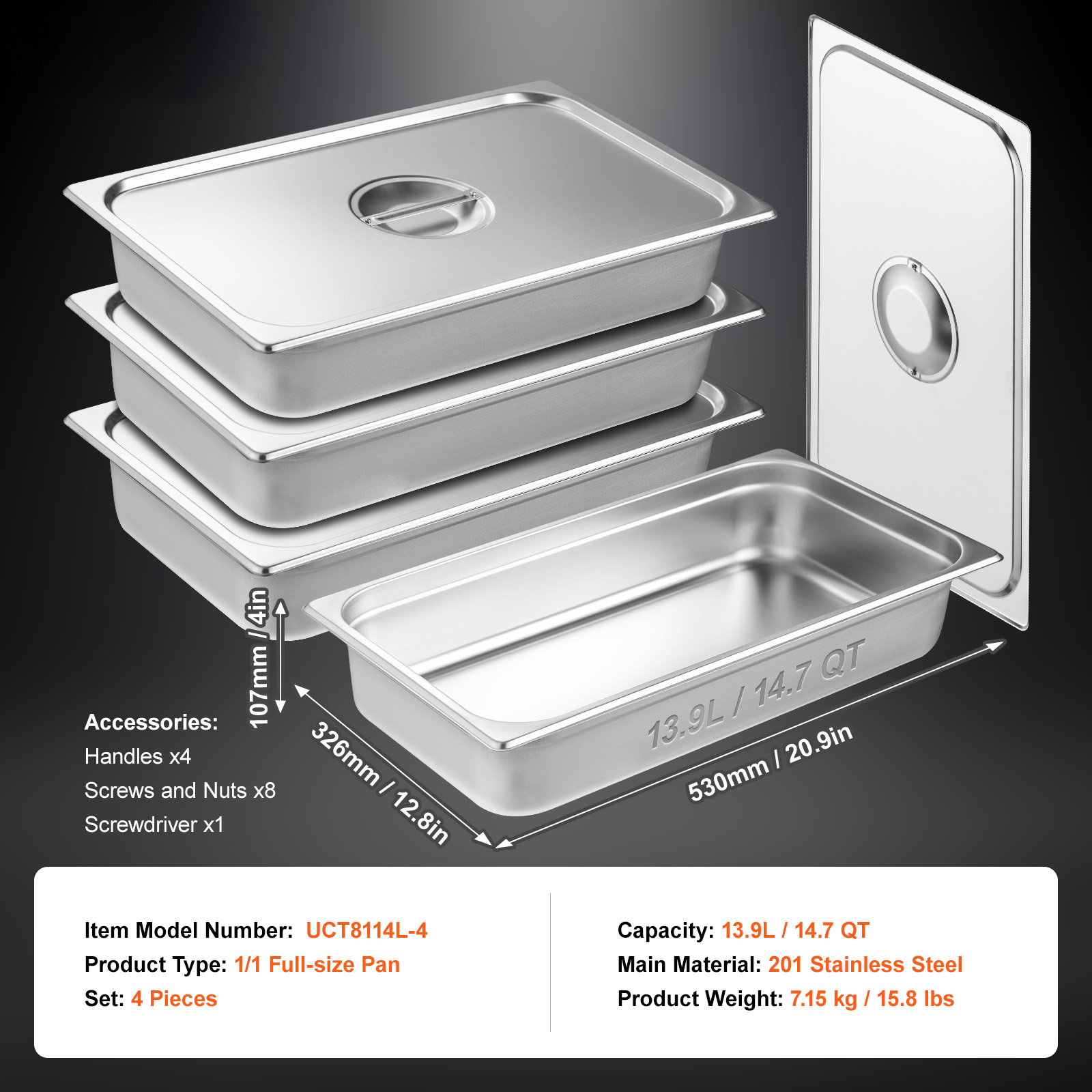2"4"6" Steam Table Pans Hotel Food Prep Pan Stainless Steel Multi-Size - Picture 21 of 122