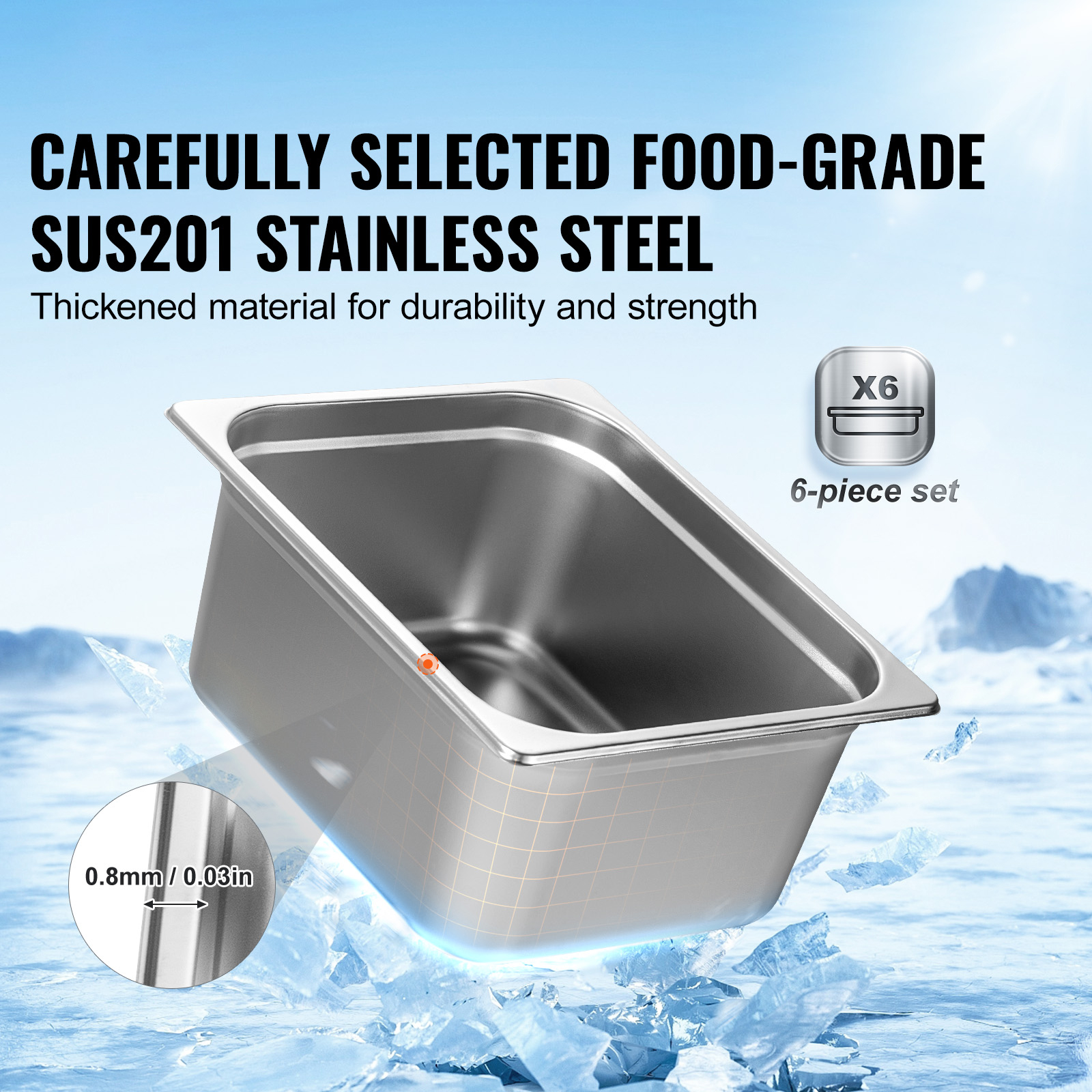 2"4"6" Steam Table Pans Hotel Food Prep Pan Stainless Steel Multi-Size - Picture 76 of 122