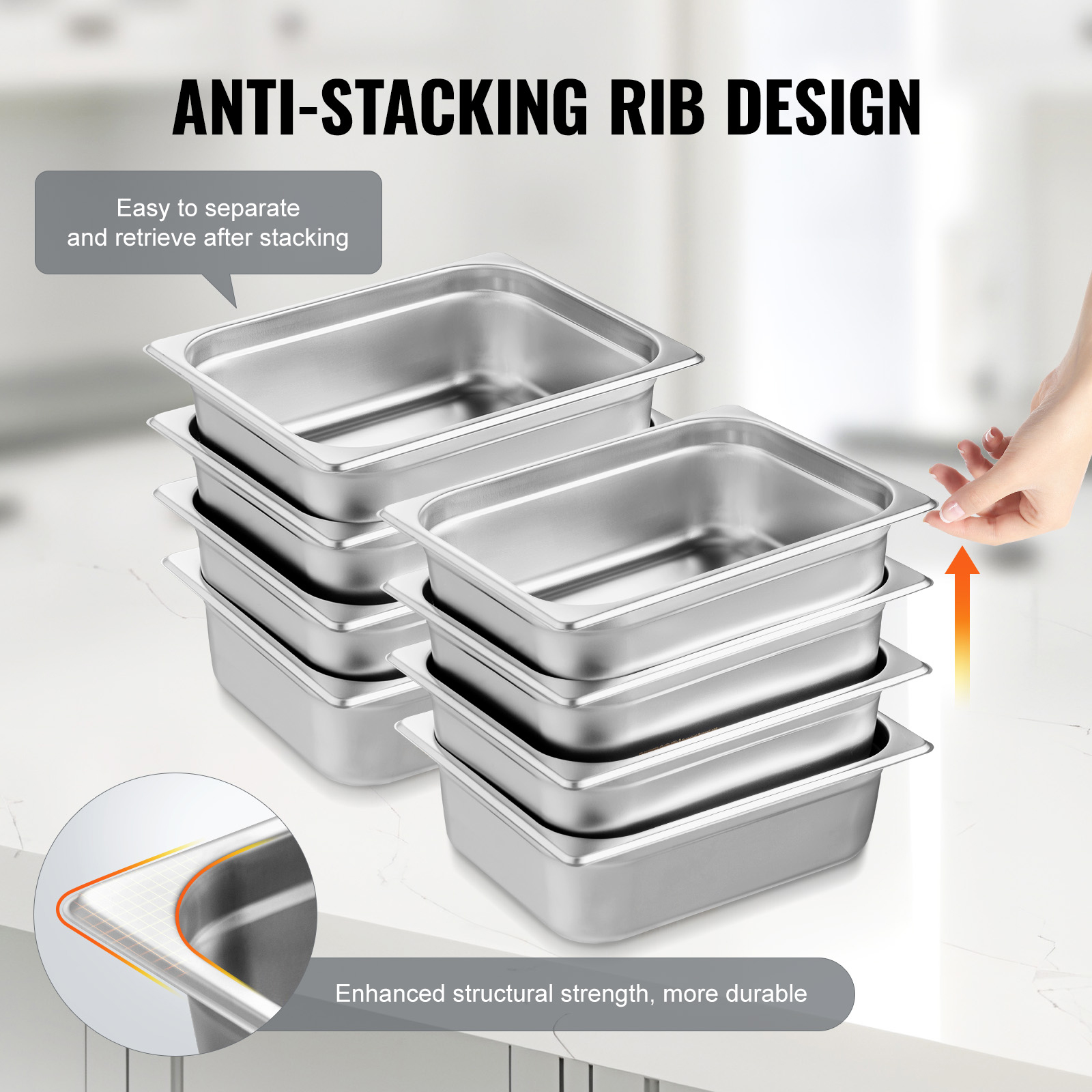 2"4"6" Steam Table Pans Hotel Food Prep Pan Stainless Steel Multi-Size - Picture 66 of 122