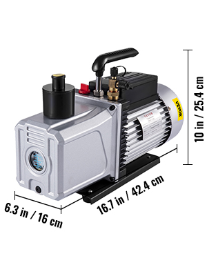 Black 12 CFM 1 HP Rotary Vane Deep Vacuum Pump 110V HVAC AC Refrigerant Charge 